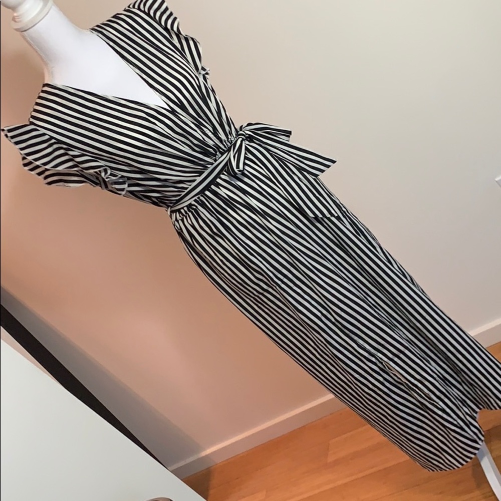 Striped Sleeveless Dress with Tie - Maxi Dress